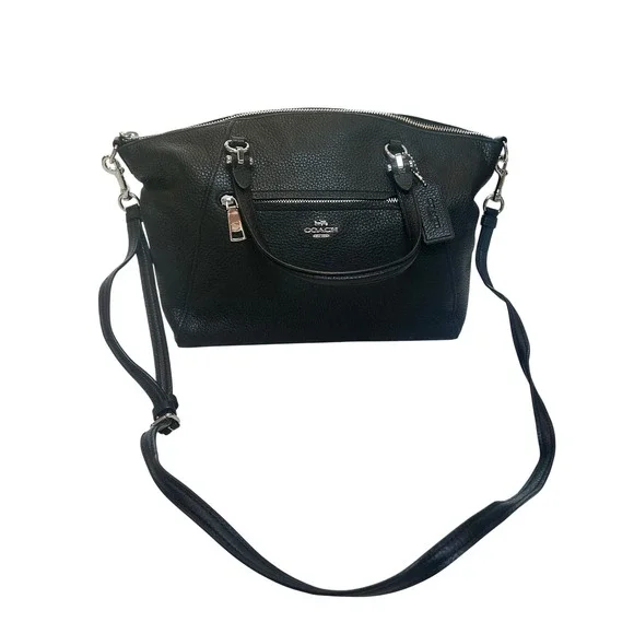 Coach Prairie Satchel Black Pebble Leather Crossbody Bag 58874 - Picture 2 of 12